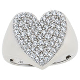 Absolute Sterling Silver 1.39ctw  Pave Heart Signet Ring, Size 6